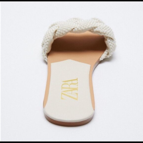 ZARA Pearl New Knot Woven Slides Sandals - Picture 4 of 4